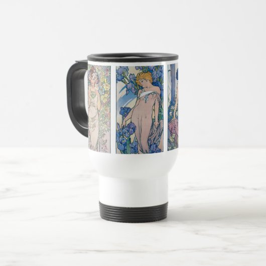 Vier bloemen, Alphonse Mucha Reisbeker (Voorkant links)