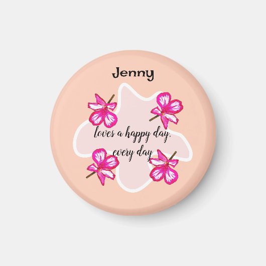 Vier bloemen roze bloemen magneet (Voorkant)