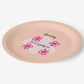 Vier bloemen roze bloemen papieren bordje (Gekanteld)