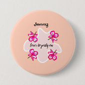 Vier bloemen roze bloemen ronde button 7,6 cm (Voorkant)