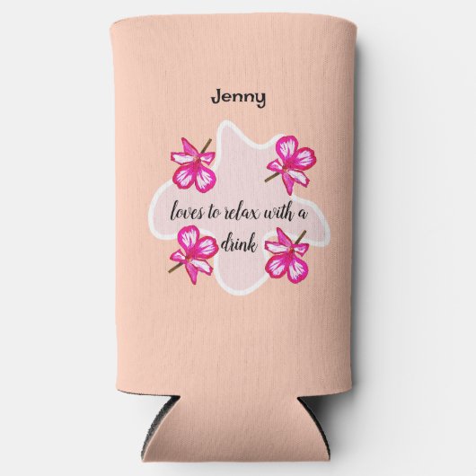 Vier bloemen roze bloemen seltzer blikjeskoeler (Voorkant)