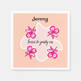 Vier bloemen roze bloemen servet