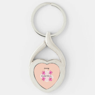 Vier bloemen roze bloemen sleutelhanger