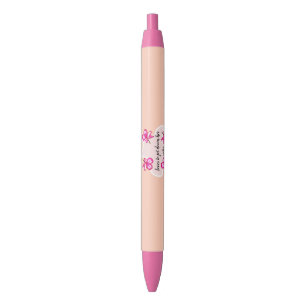 Vier bloemen roze bloemen zwarte inkt pen