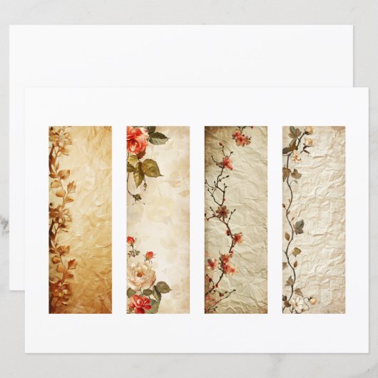 Vier bloemige Bladwijzer (Voorkant / Achterkant)