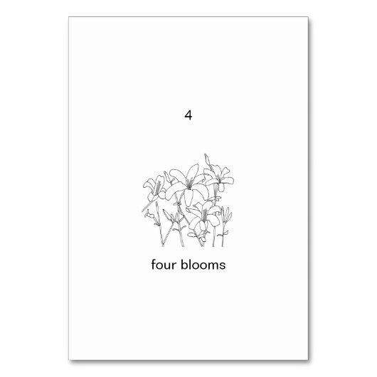 Vier blooms, aangepaste nummer flashcards kaart (Achterkant)