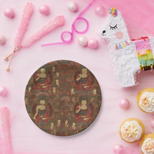 Vier boeddha's in puur landboeddhisme papieren bordje (Feest)