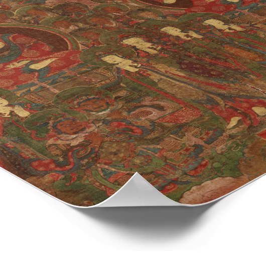 Vier boeddha's in puur landboeddhisme poster (Hoek)