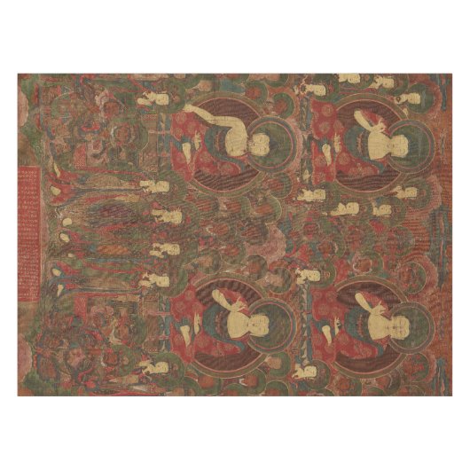 Vier boeddha's in puur landboeddhisme tafelkleed (Voorkant (Horizontaal))