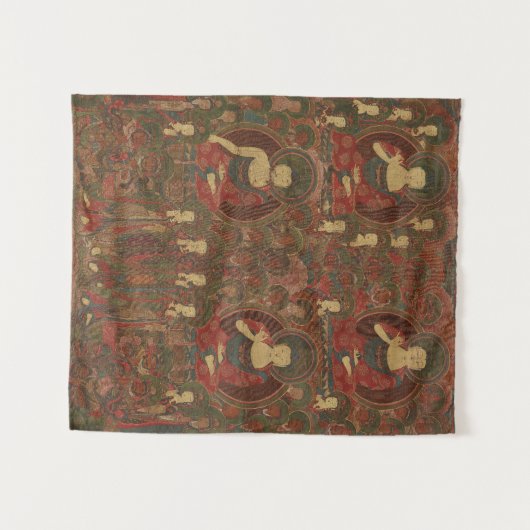 Vier boeddha's in puur landboeddhisme wandkleed (Voorkant (horizontaal))