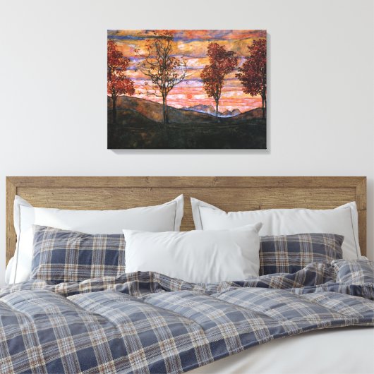 Vier bomen canvas afdruk (Insitu (Slaapkamer))