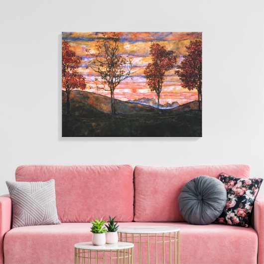 Vier bomen canvas afdruk (Insitu (Woonkamer))