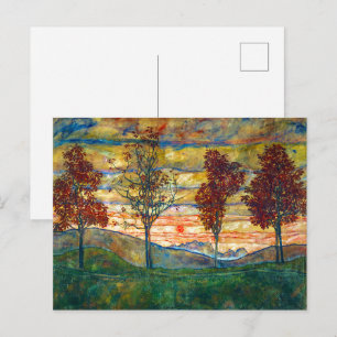 Vier bomen Egon Schiele Briefkaart