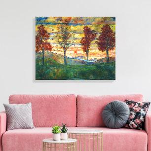 Vier bomen Egon Schiele Canvas Afdruk