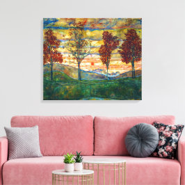 Vier Bomen | Egon Schiele | Canvas Afdruk