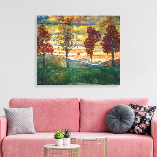 Vier Bomen | Egon Schiele | Canvas Afdruk (Insitu (Woonkamer))