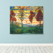Vier Bomen | Egon Schiele | Canvas Afdruk (Insitu (Houten vloer))