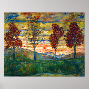 Vier bomen Egon Schiele Poster