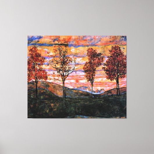 Vier bomen, kunst van Egon Schiele, Canvas Afdruk (Voorkant)