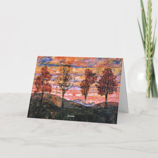 Vier bomen, kunst van Egon Schiele, Kaart (Achterkant)