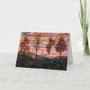 Vier bomen, kunst van Egon Schiele, Kaart