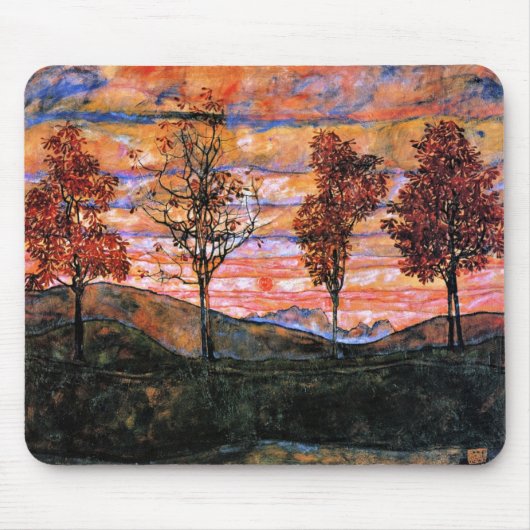 Vier bomen, kunst van Egon Schiele, Muismat (Voorkant)