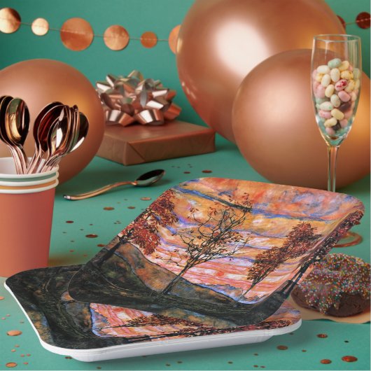 Vier bomen, kunst van Egon Schiele, Papieren Bordje (Multi)