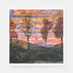 Vier bomen, kunst van Egon Schiele, Servet