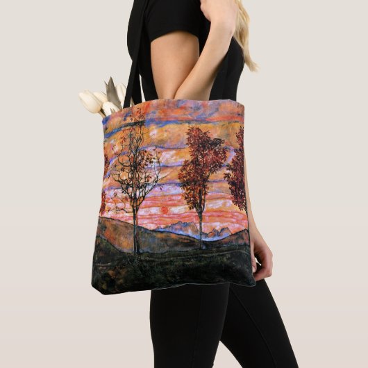 Vier bomen, kunst van Egon Schiele, Tote Bag (Dichtbij)