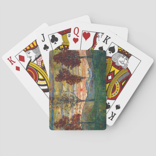 Vier Bomen (Landschapskunst) (door Egon Schiele) Pokerkaarten (Achterkant)