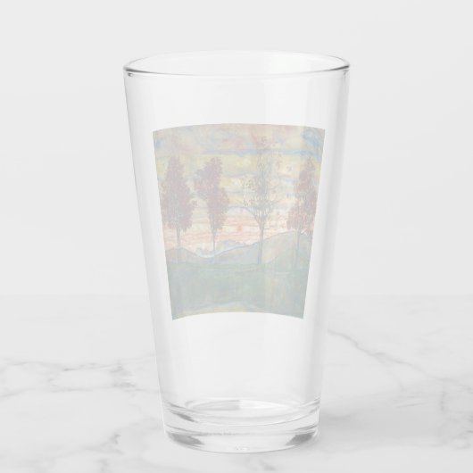Vier bomen (landschapskunst) (van Egon Schiele) Glas (Achterkant)