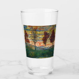 Vier bomen (landschapskunst) (van Egon Schiele) Glas