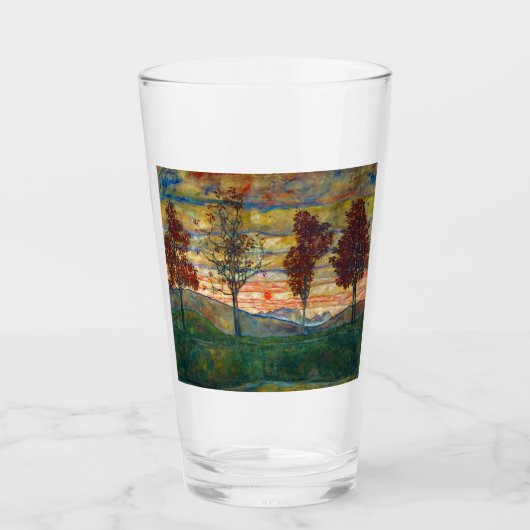 Vier bomen (landschapskunst) (van Egon Schiele) Glas (Voorkant)