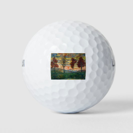 Vier bomen (landschapskunst) (van Egon Schiele) Golfballen (Voorkant)