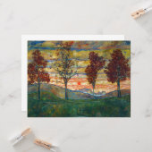 Vier bomen (landschapskunst) (van Egon Schiele) Kaart (Voorkant / Achterkant in situ)