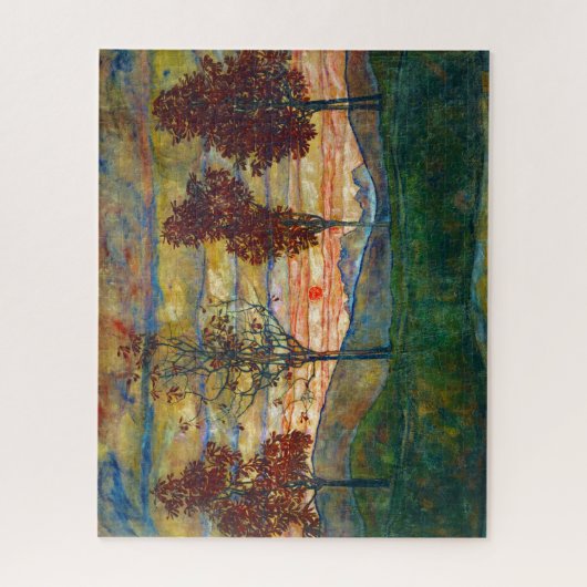 Vier bomen (landschapskunst) (van Egon Schiele) Legpuzzel (Verticaal)