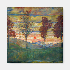 Vier bomen (landschapskunst) (van Egon Schiele) Magneet
