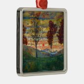 Vier bomen (landschapskunst) (van Egon Schiele) Metalen Ornament (Rechts)