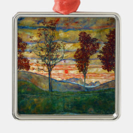 Vier bomen (landschapskunst) (van Egon Schiele) Metalen Ornament