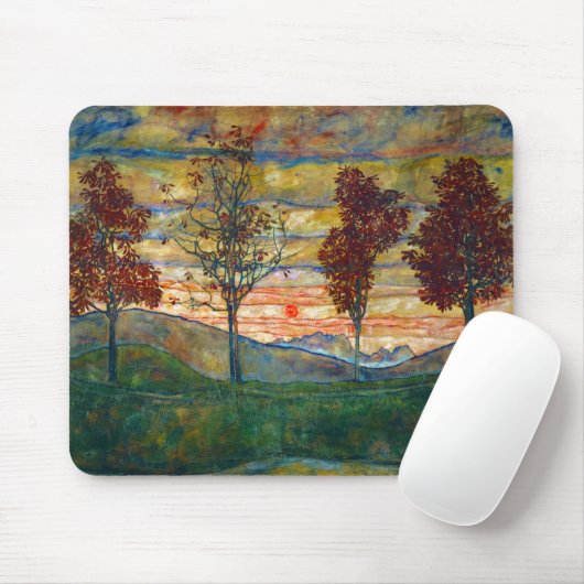 Vier bomen (landschapskunst) (van Egon Schiele) Muismat (Met muis)