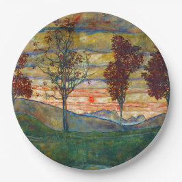 Vier bomen (landschapskunst) (van Egon Schiele) Papieren Bordje