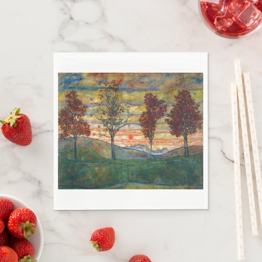 Vier bomen (landschapskunst) (van Egon Schiele) Servet (Insitu)