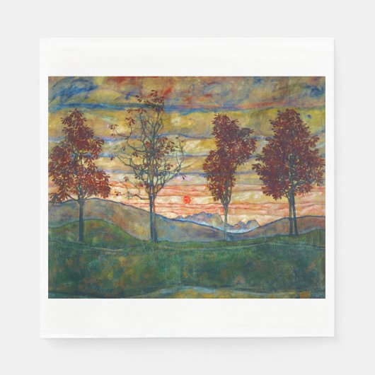 Vier bomen (landschapskunst) (van Egon Schiele) Servet (Voorkant)