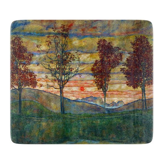 Vier bomen (landschapskunst) (van Egon Schiele) Snijplank (Voorkant)