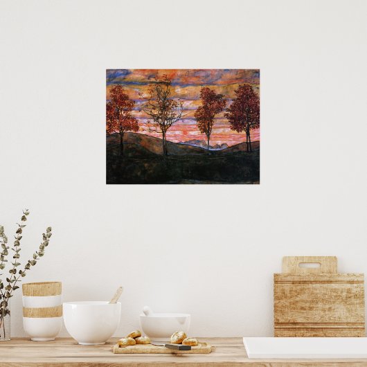 Vier bomen poster (Keuken)