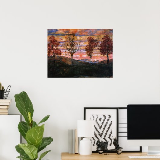 Vier bomen poster (Thuiskantoor)