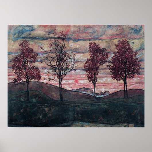 Vier bomen schilderij van Egon Schiele Poster (Voorkant)