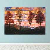 Vier Bomen van Egon Schiele Grote Kunst Canvas Afdruk (Insitu (Houten vloer))