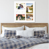 Vier bruiloft foto's Collage Love Script White Canvas Afdruk (Insitu (Slaapkamer))