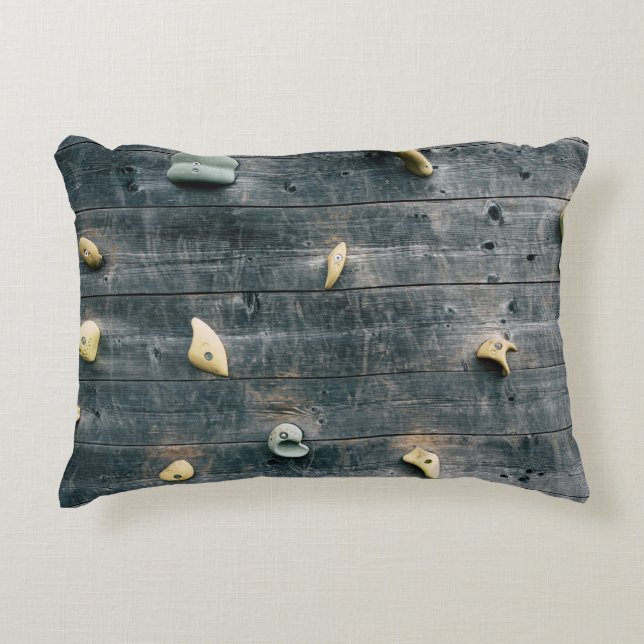 Vier bruine houten wandbekleding accent kussen (Voorkant)